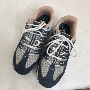 Avia Elevate Trail Womens Size 8 Blue Gray Peach Memory Foam tennis shoe sneaker